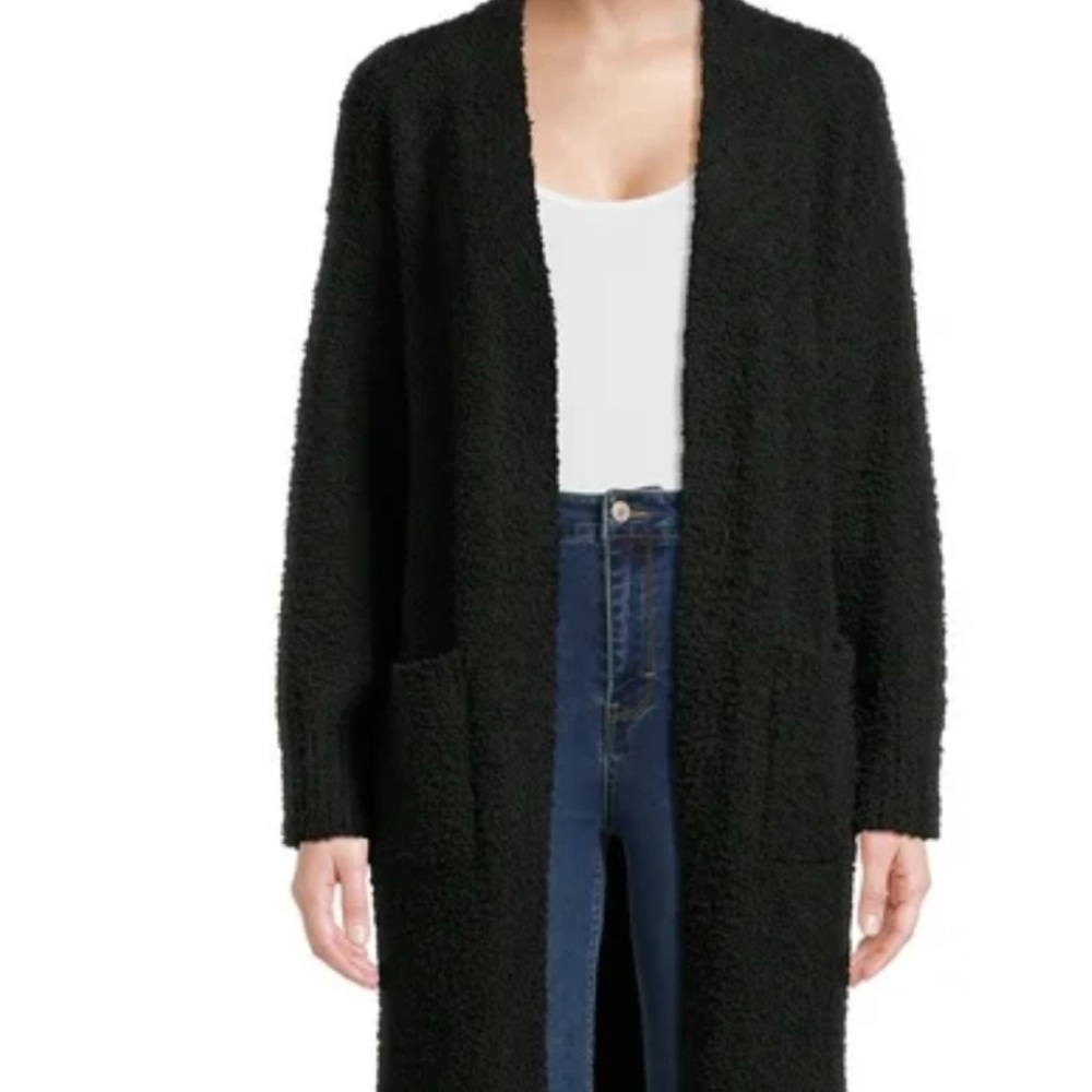 J Crew Long Black Open-Front Cardigan